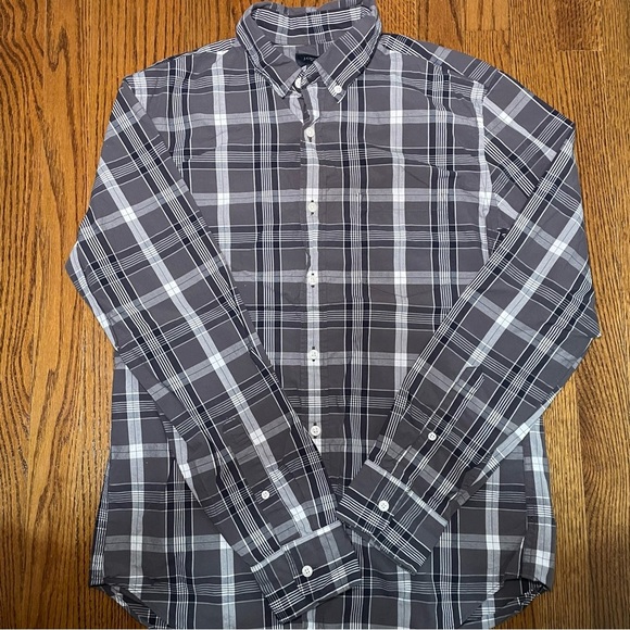 Men's J.Crew Button Down Size Medium, Black and Gray - Picture 1 of 6